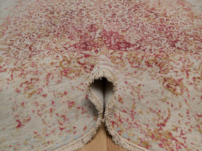 Modern / Contemporary hand-knotted wool/silk rug in Pink, 7'11" x 9'10" — SKU O092390 (view 5)