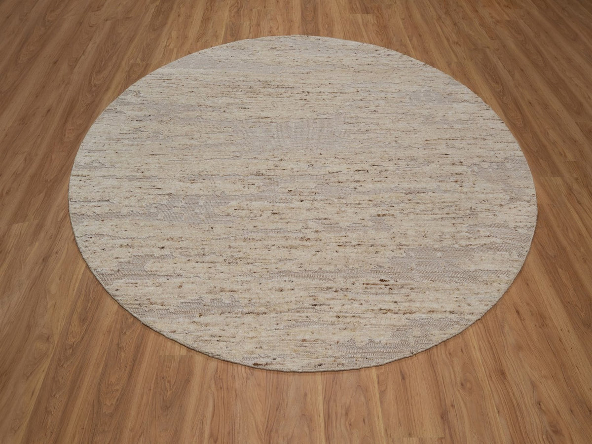 Modern / Contemporary hand-knotted wool rug in Ivory, 8' x 8' — SKU O092392 (view 2)
