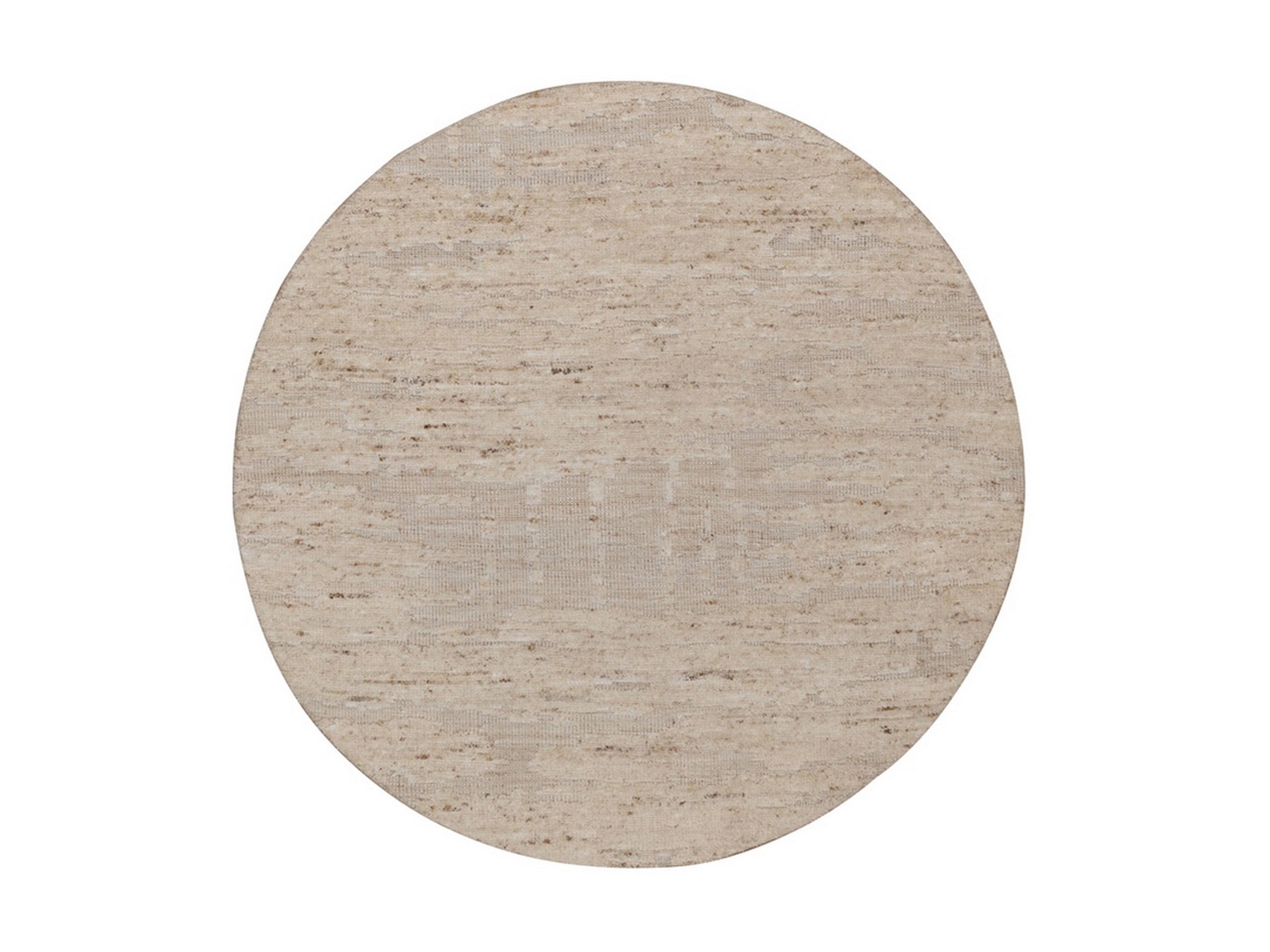 Ivory 5'0" x 5'0" Modern and Contemporary Hand knotted Wool Rug - Sku: O092394