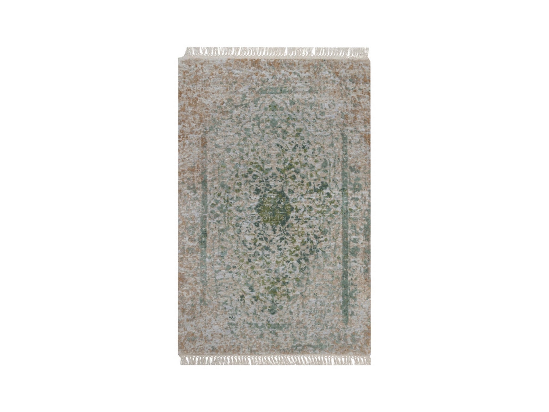 Green 2'0" x 3'1" Modern and Contemporary Hand knotted Wool/Silk Rug - Sku: O092395