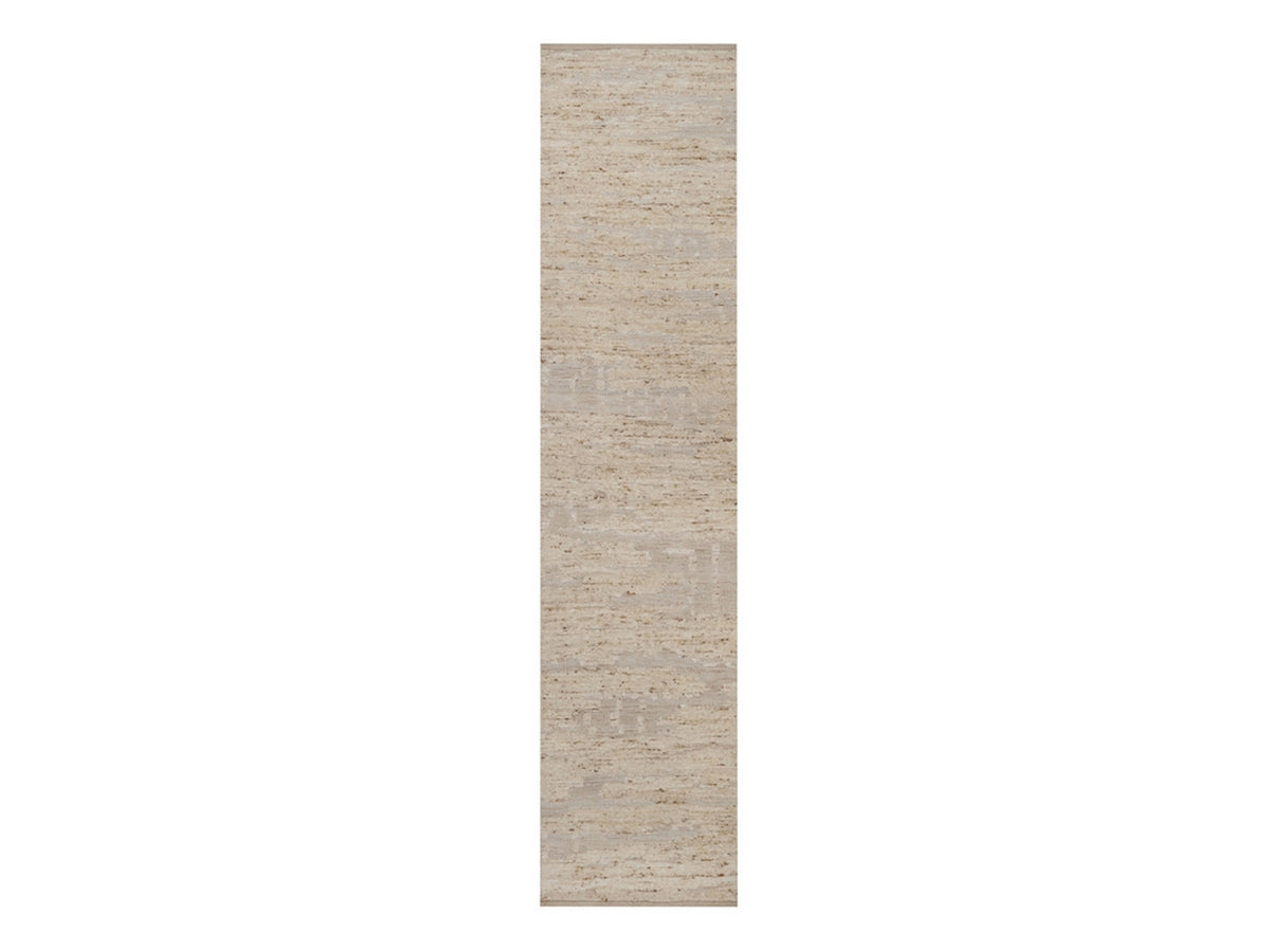 Modern / Contemporary hand-knotted wool runner in Ivory, 2'8" x 12'1" — SKU O092397