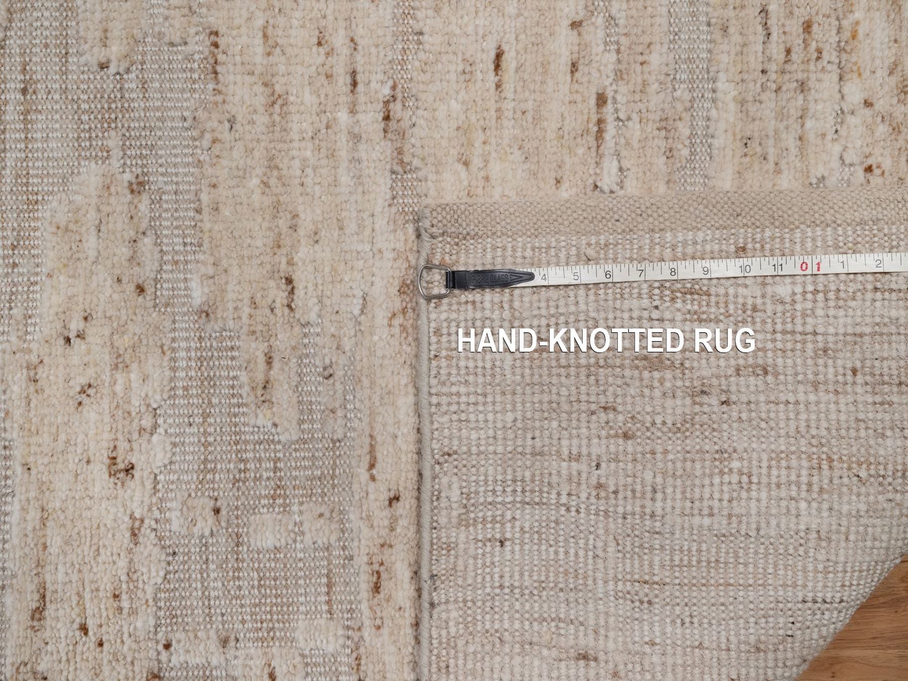 Modern / Contemporary hand-knotted wool runner in Ivory, 2'8" x 12'1" — SKU O092397 (view 8)