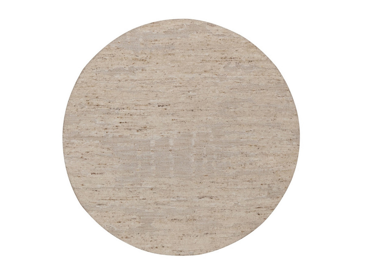 Modern / Contemporary hand-knotted wool rug in Ivory, 4'11" x 4'11" — SKU O092398
