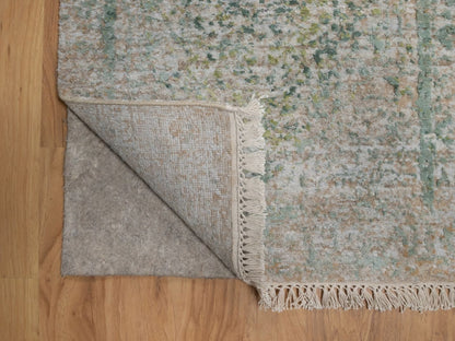 Modern / Contemporary hand-knotted wool/silk rug in Green, 2' x 3'1" — SKU O092399 (view 3)