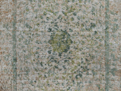 Green 2'0" x 3'1" Modern and Contemporary Hand knotted Wool/Silk Rug - Sku: O092399