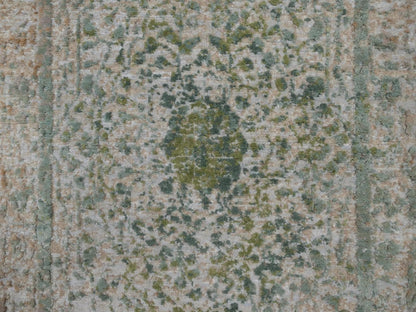 Green 1'11" x 3'1" Modern and Contemporary Hand knotted Wool/Silk Rug - Sku: O092400