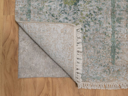 Green 2'0" x 3'1" Modern and Contemporary Hand knotted Wool/Silk Rug - Sku: O092401