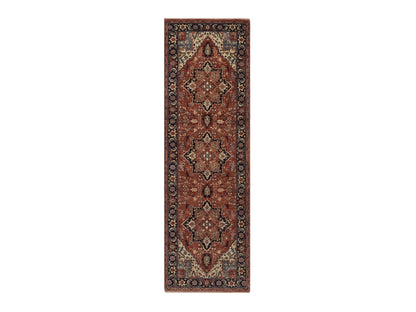 Red 2'6" x 8'1" Heriz Hand knotted Wool Rug - Sku: O092403