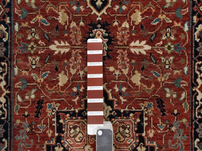 Red 2'6" x 8'1" Heriz Hand knotted Wool Rug - Sku: O092403