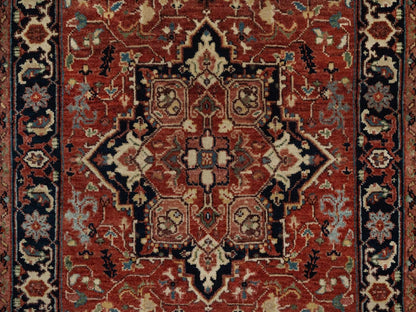 Red 2'6" x 8'1" Heriz Hand knotted Wool Rug - Sku: O092403