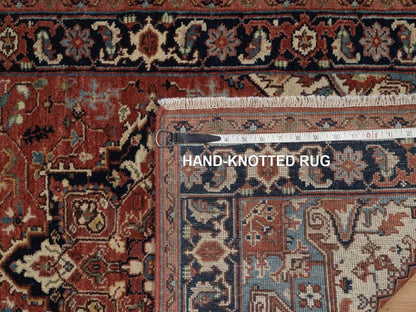 Red 2'6" x 8'1" Heriz Hand knotted Wool Rug - Sku: O092403