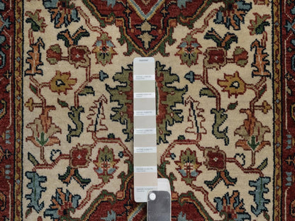 Heriz Heriz hand-knotted wool runner in Ivory & Red, 2'7" x 12'1" — SKU O092404 (view 4)