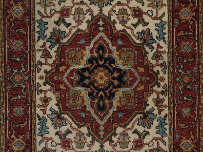 Heriz Heriz hand-knotted wool runner in Ivory & Red, 2'7" x 12'1" — SKU O092404 (view 5)