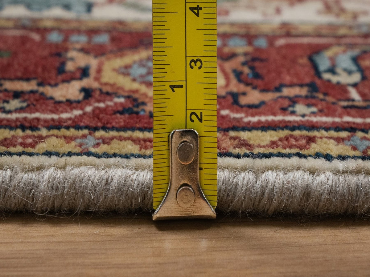 Heriz Heriz hand-knotted wool runner in Ivory & Red, 2'7" x 12'1" — SKU O092404 (view 7)