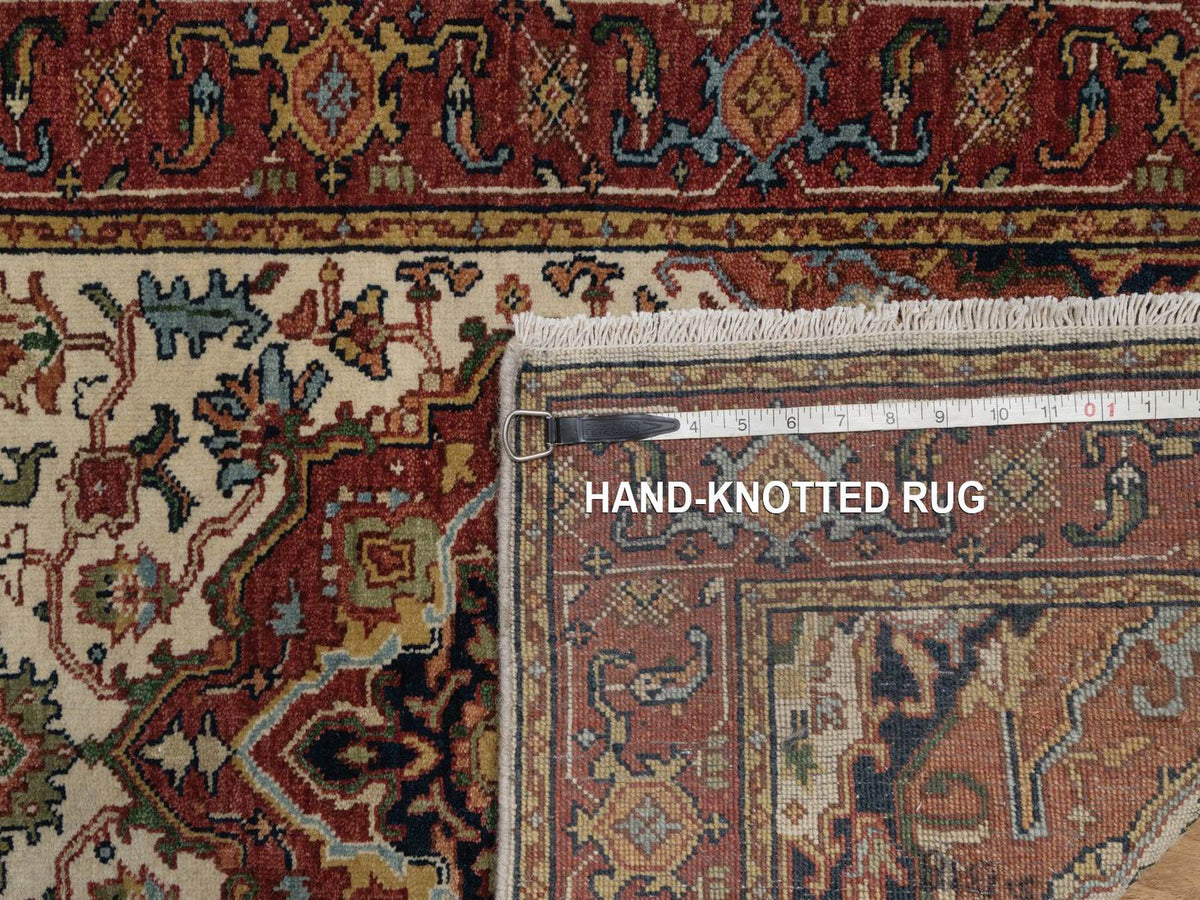 Heriz Heriz hand-knotted wool runner in Ivory & Red, 2'7" x 12'1" — SKU O092404 (view 8)