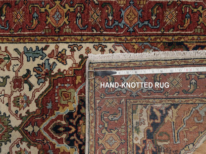 Heriz Heriz hand-knotted wool runner in Ivory & Red, 2'7" x 12'1" — SKU O092404 (view 8)