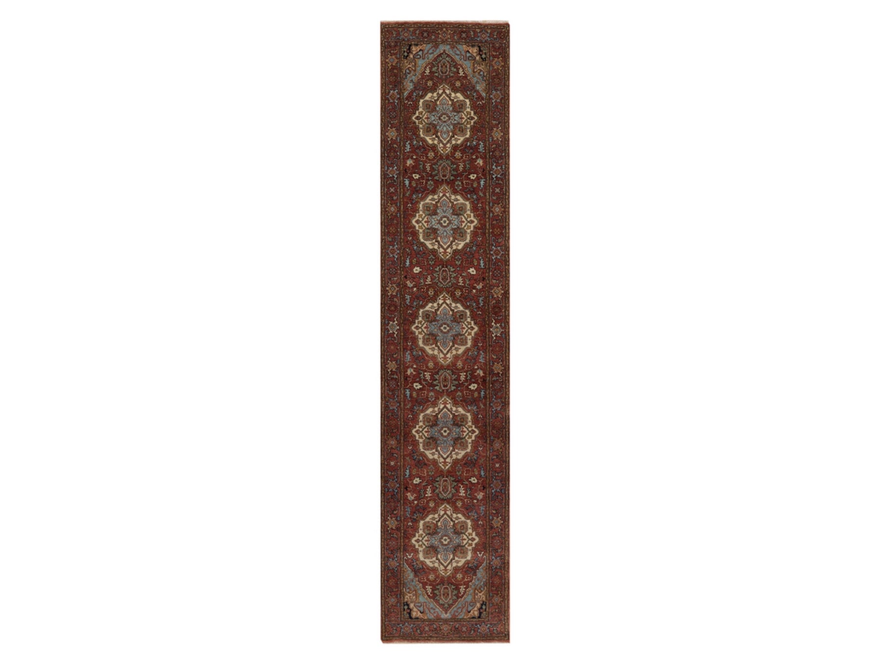 Red 2'5" x 11'10" Heriz Hand knotted Wool Rug - Sku: O092405