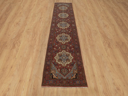 Heriz Heriz hand-knotted wool runner in Red, 2'5" x 11'10" — SKU O092405 (view 2)
