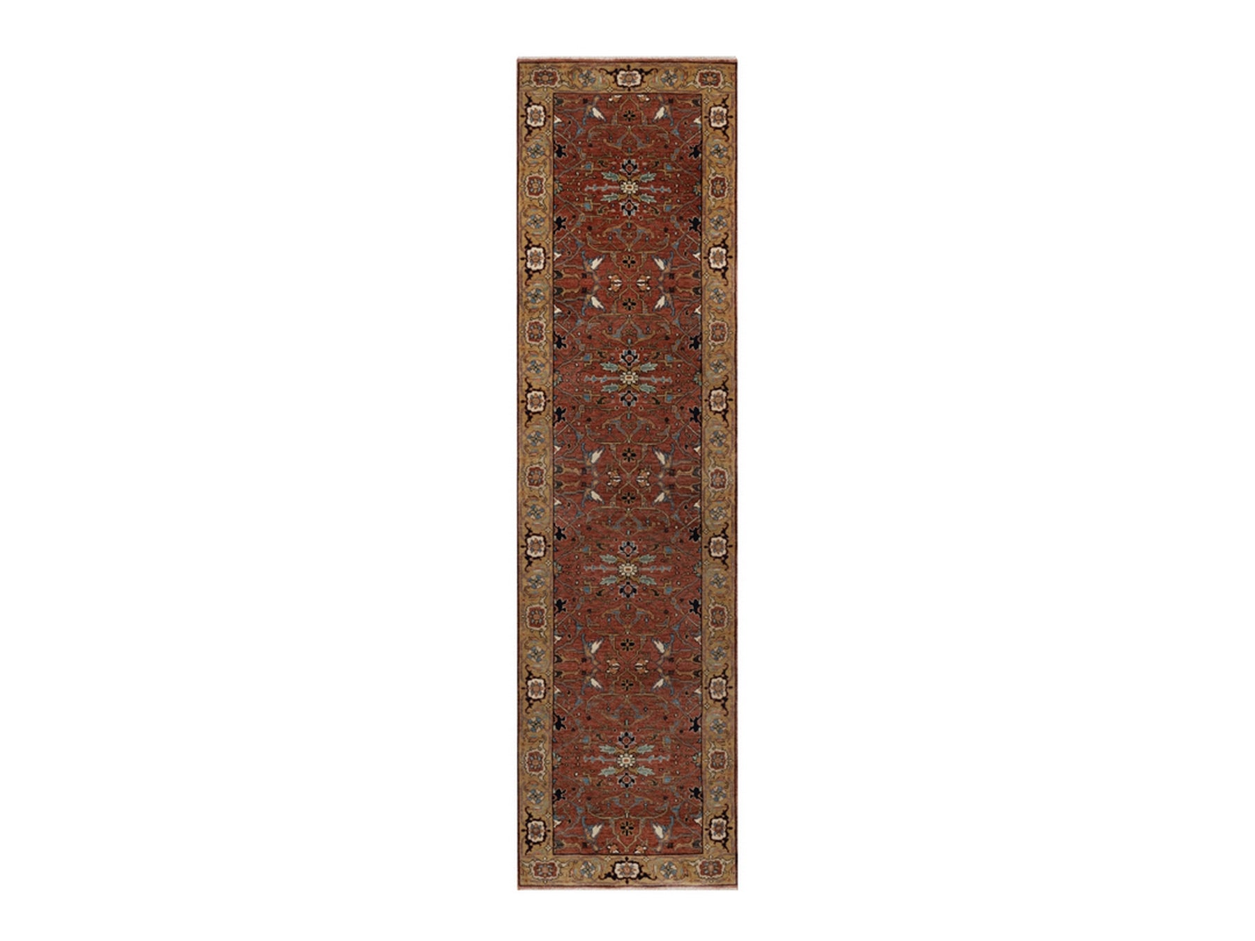 Heriz Heriz hand-knotted wool runner in Red & Gold, 2'8" x 10'1" — SKU O092406