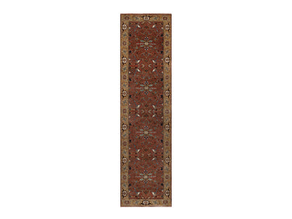 Heriz Heriz hand-knotted wool runner in Red & Gold, 2'8" x 10'1" — SKU O092406