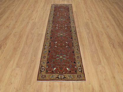 Heriz Heriz hand-knotted wool runner in Red & Gold, 2'8" x 10'1" — SKU O092406 (view 2)