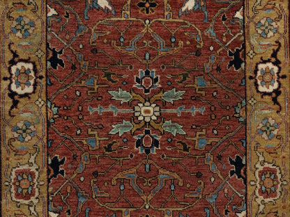 Heriz Heriz hand-knotted wool runner in Red & Gold, 2'8" x 10'1" — SKU O092406 (view 5)