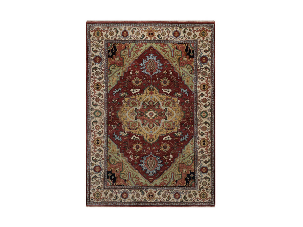 Heriz Heriz hand-knotted wool rug in Red & Ivory, 5' x 7'2" — SKU O092407