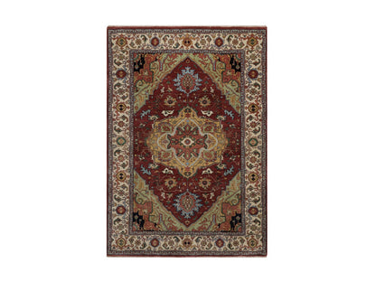 Heriz Heriz hand-knotted wool rug in Red & Ivory, 5' x 7'2" — SKU O092407
