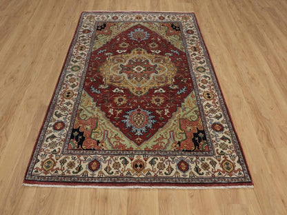 Heriz Heriz hand-knotted wool rug in Red & Ivory, 5' x 7'2" — SKU O092407 (view 2)