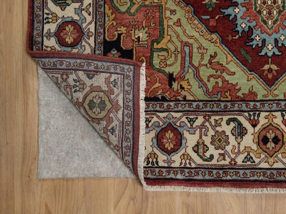 Red 5'0" x 7'2" Heriz Hand knotted Wool Rug - Sku: O092407