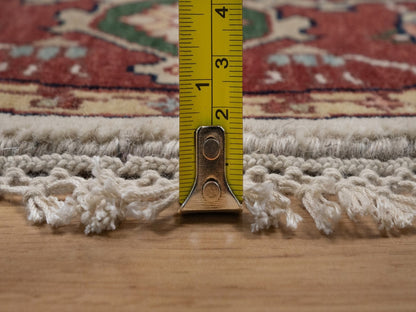 Ivory 5'2" x 5'2" Heriz Hand knotted Wool Rug - Sku: O092409