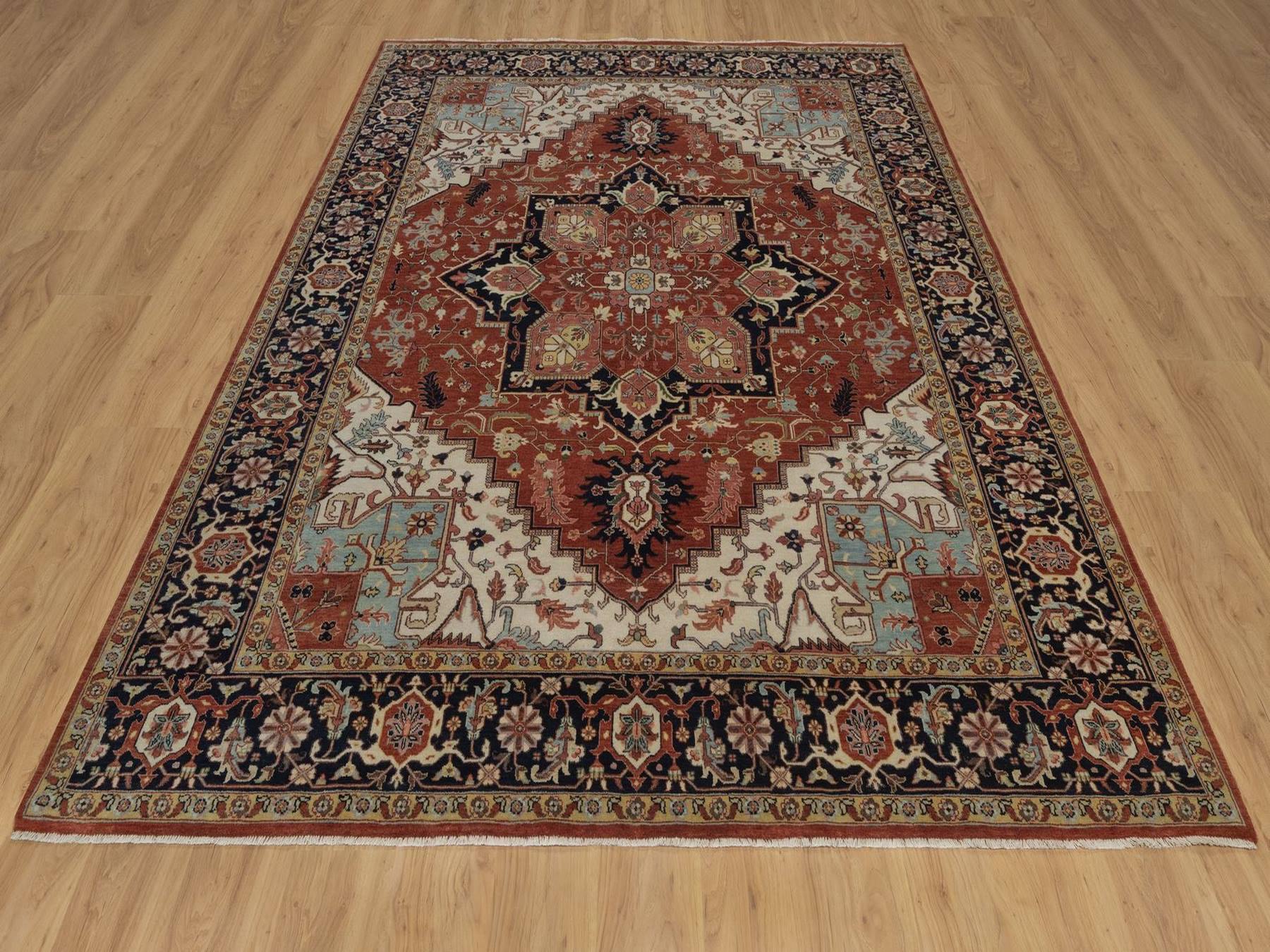 Heriz Heriz hand-knotted wool rug in Red & Midnight Blue, 8'1" x 10'1" — SKU O092410 (view 2)