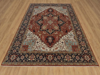 Heriz Heriz hand-knotted wool rug in Red & Midnight Blue, 8'1" x 10'1" — SKU O092410 (view 2)