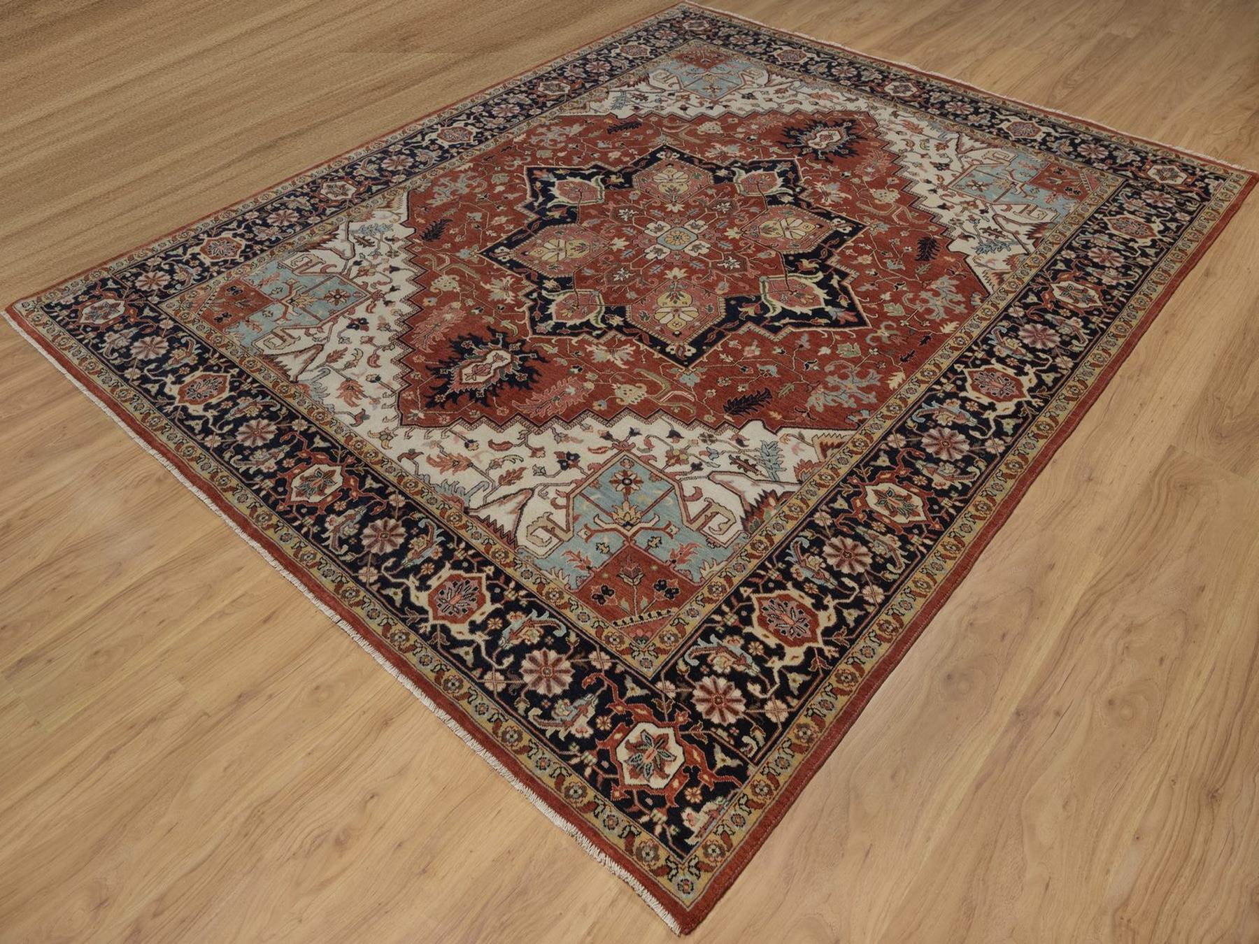 Heriz Heriz hand-knotted wool rug in Red & Midnight Blue, 8'1" x 10'1" — SKU O092410 (view 3)