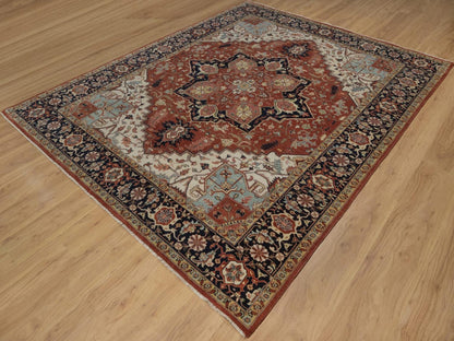 Heriz Heriz hand-knotted wool rug in Red & Midnight Blue, 8'1" x 10'1" — SKU O092410 (view 3)