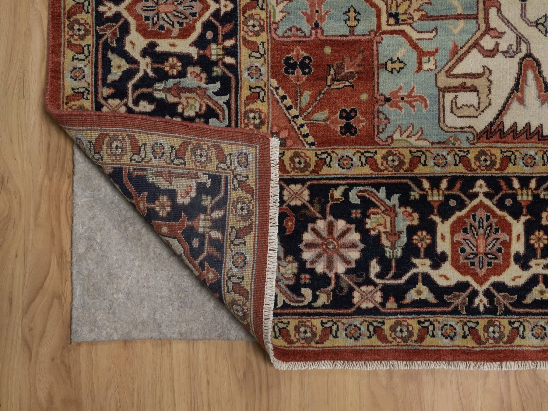 Heriz Heriz hand-knotted wool rug in Red & Midnight Blue, 8'1" x 10'1" — SKU O092410 (view 4)