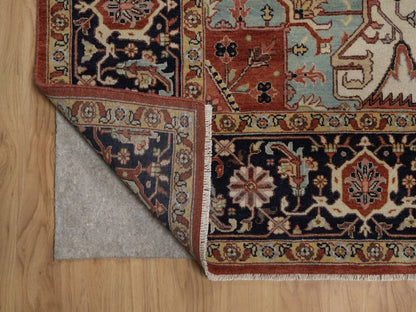 Heriz Heriz hand-knotted wool rug in Red & Midnight Blue, 8'1" x 10'1" — SKU O092410 (view 4)