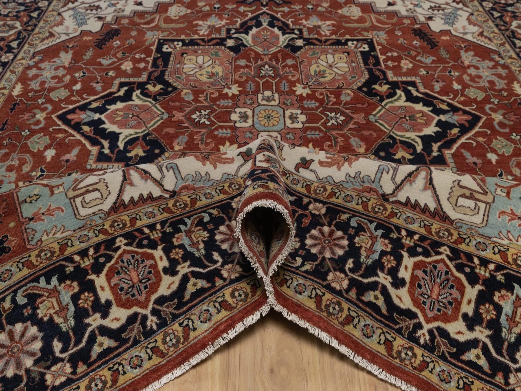 Heriz Heriz hand-knotted wool rug in Red & Midnight Blue, 8'1" x 10'1" — SKU O092410 (view 5)