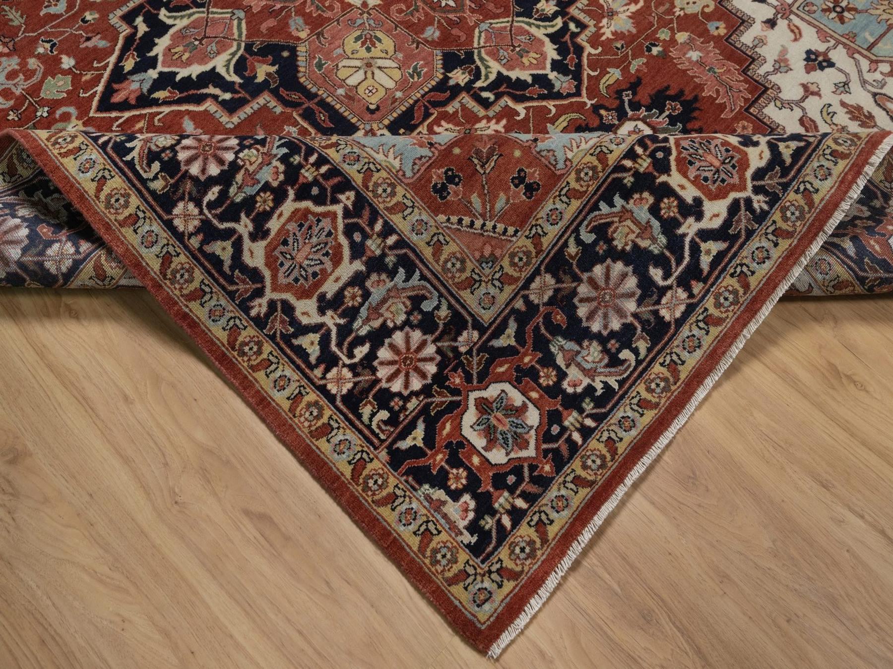 Heriz Heriz hand-knotted wool rug in Red & Midnight Blue, 8'1" x 10'1" — SKU O092410 (view 6)