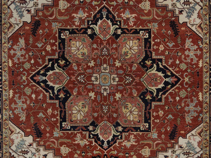 Heriz Heriz hand-knotted wool rug in Red & Midnight Blue, 8'1" x 10'1" — SKU O092410 (view 8)