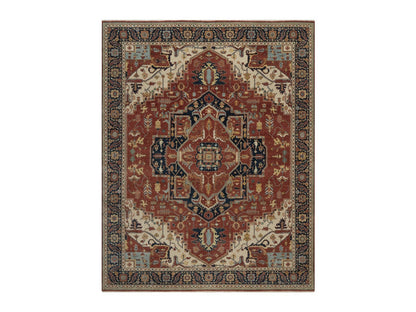 Heriz Heriz hand-knotted wool rug in Red & Midnight Blue, 8' x 10'1" — SKU O092411
