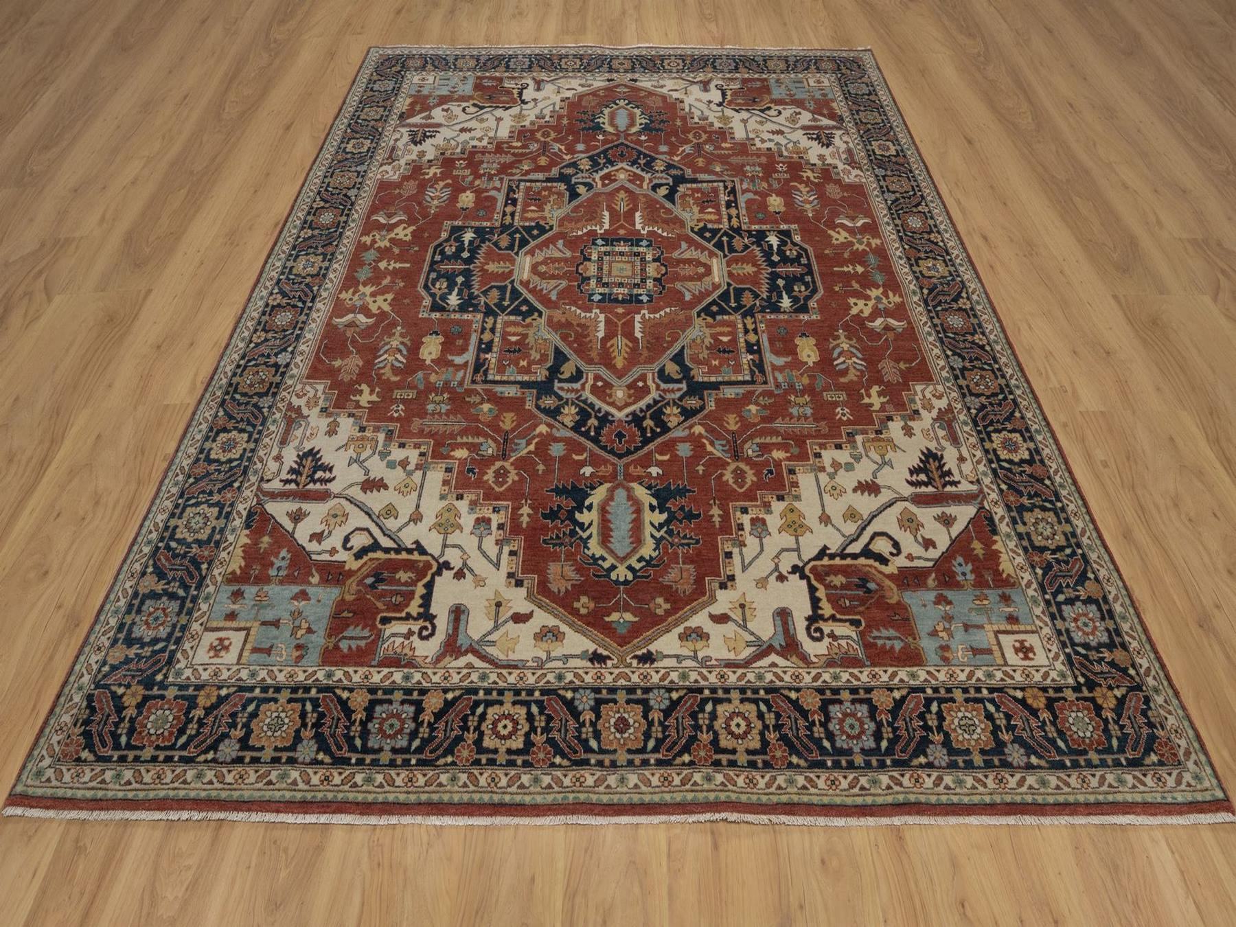 Heriz Heriz hand-knotted wool rug in Red & Midnight Blue, 8' x 10'1" — SKU O092411 (view 2)