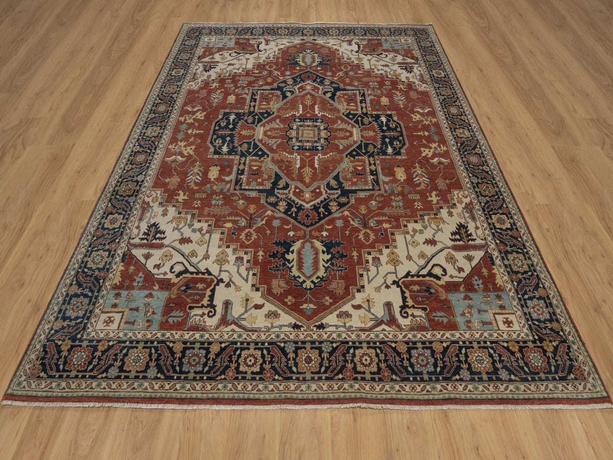 Heriz Heriz hand-knotted wool rug in Red & Midnight Blue, 8' x 10'1" — SKU O092411 (view 2)