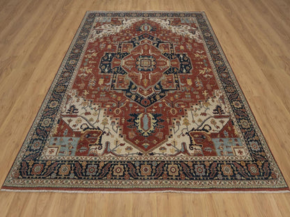 Heriz Heriz hand-knotted wool rug in Red & Midnight Blue, 8' x 10'1" — SKU O092411 (view 2)