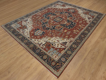Heriz Heriz hand-knotted wool rug in Red & Midnight Blue, 8' x 10'1" — SKU O092411 (view 3)