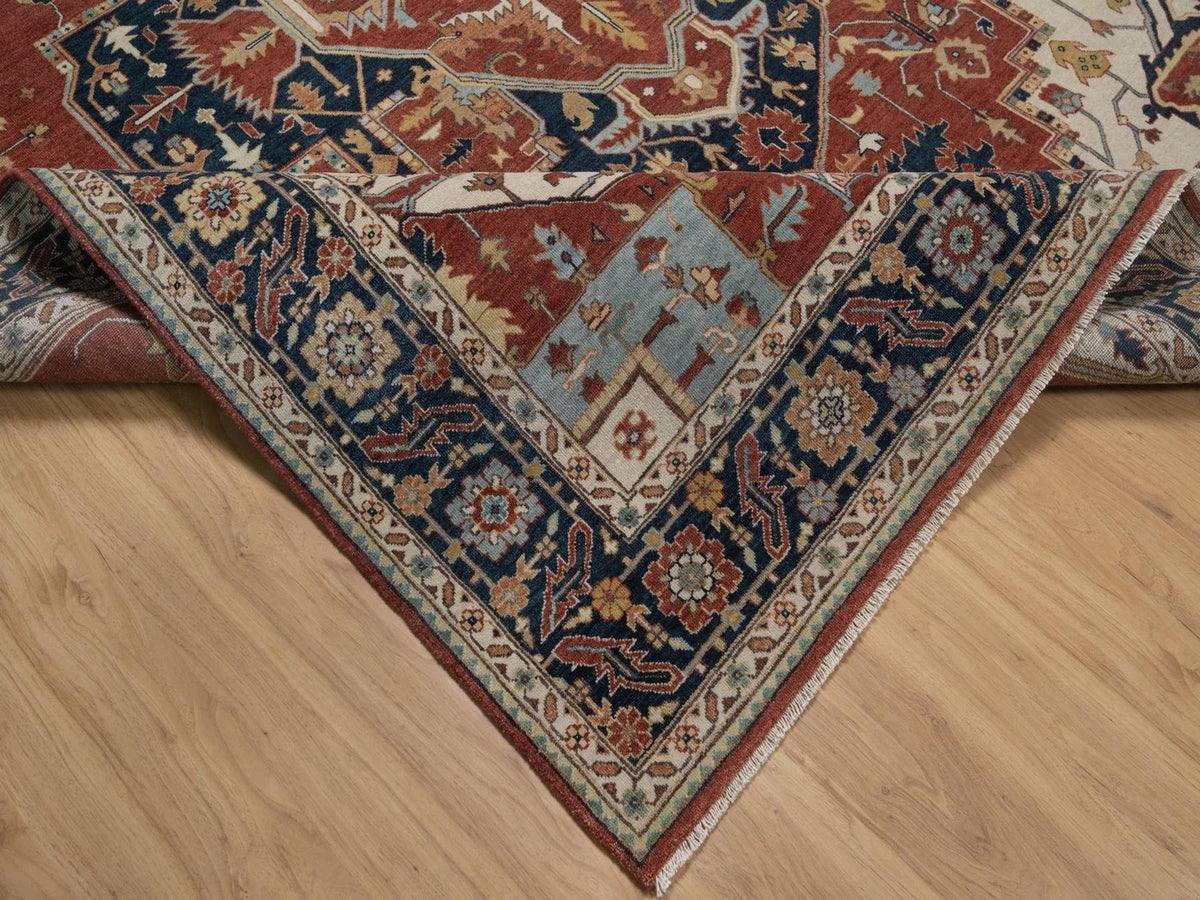 Heriz Heriz hand-knotted wool rug in Red & Midnight Blue, 8' x 10'1" — SKU O092411 (view 6)