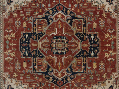 Heriz Heriz hand-knotted wool rug in Red & Midnight Blue, 8' x 10'1" — SKU O092411 (view 8)