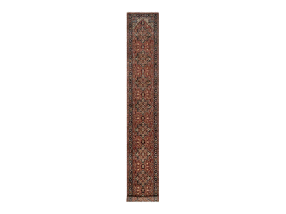 Heriz Heriz hand-knotted wool runner in Red & Midnight Blue, 2'7" x 17'11" — SKU O092412