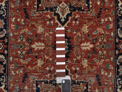 Heriz Heriz hand-knotted wool runner in Red & Midnight Blue, 2'7" x 17'11" — SKU O092412 (view 4)