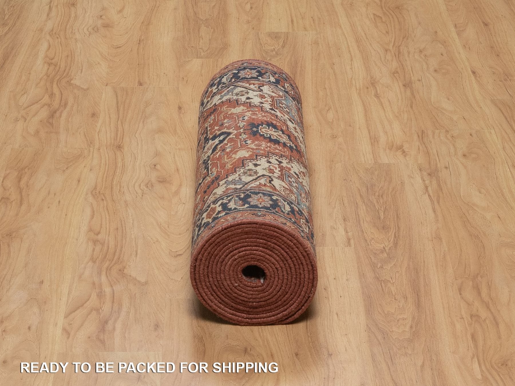 Heriz Heriz hand-knotted wool runner in Red & Midnight Blue, 2'7" x 17'11" — SKU O092412 (view 6)